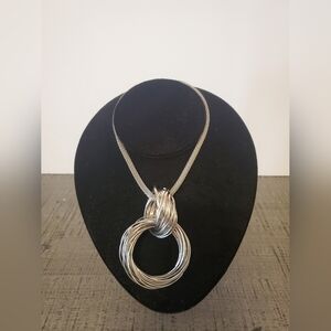 Silver Multi-Circle Pendant Necklace